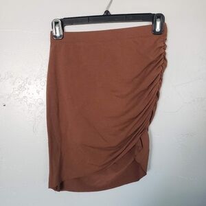 Forever 21 Small Cognac Tan Mini Skirt Ruched Sides Sexy Night Out Cocktail GNO